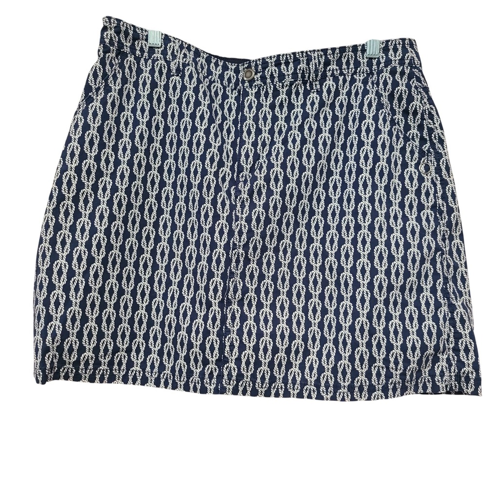 Croft & Barrow Womens 14 Navy Blue White Nautical‎ Rope Print Stretch Skort Mini